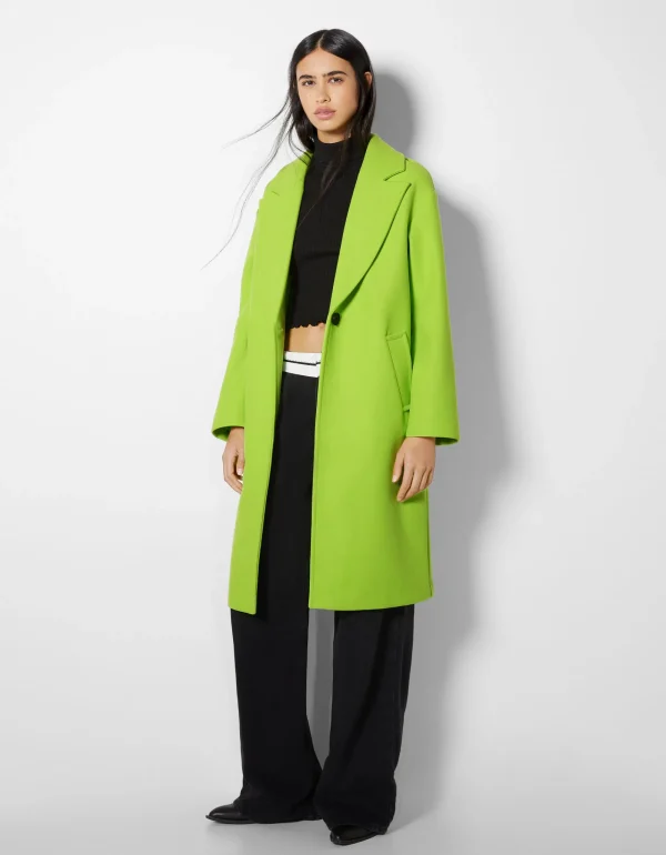 Abrigo paño hombro caído-BERSHKA Discount