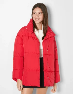 Abrigo puffy efecto nylon cinturón-BERSHKA Outlet
