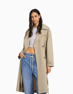 Abrigo trench algodón-BERSHKA Hot