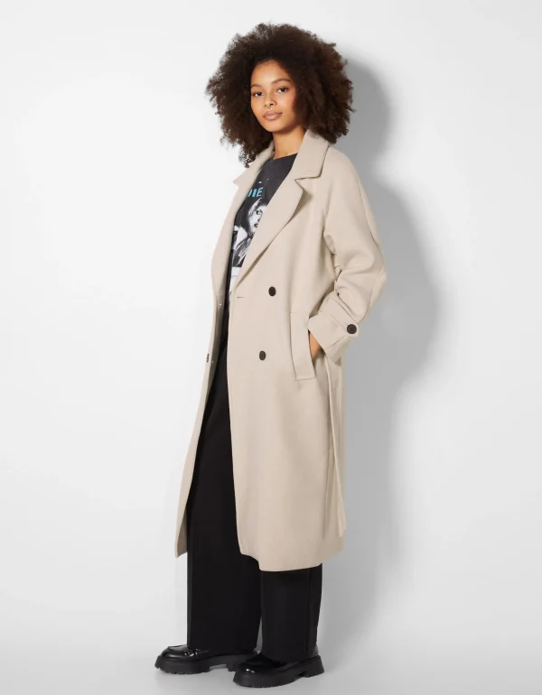 Abrigo trench lana-BERSHKA Fashion