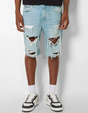 Bermuda denim rotos-BERSHKA Cheap