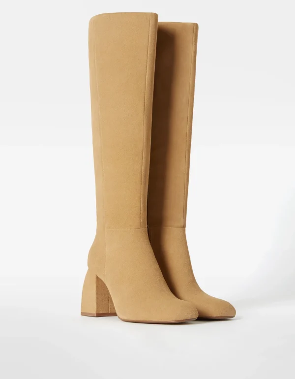 Botas tacón ancho PIEL-BERSHKA Store