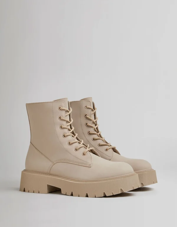 Botines planos acordonados-BERSHKA Flash Sale