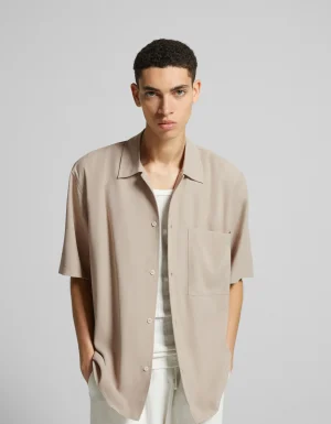 Camisa manga corta relaxed fit-BERSHKA Best Sale