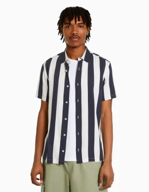 Camisa manga corta sarga rayas-BERSHKA Best