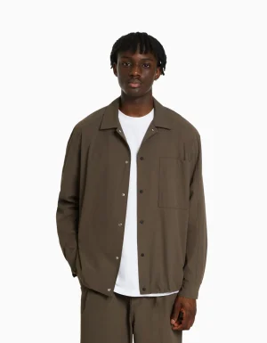 Camisa manga larga técnica parachute-BERSHKA New