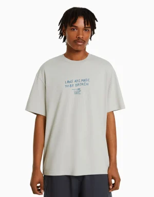 Camiseta manga corta boxy fit lettering-BERSHKA Shop