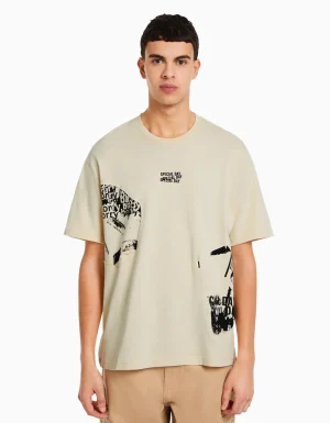 Camiseta manga corta boxy fit print-BERSHKA Best Sale