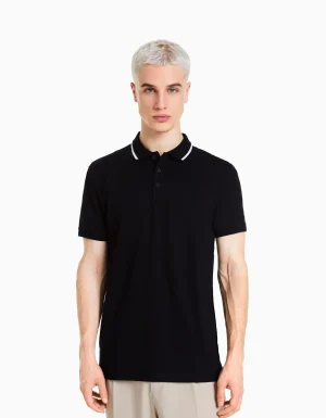 Camiseta manga corta cuello polo bandas-BERSHKA Best