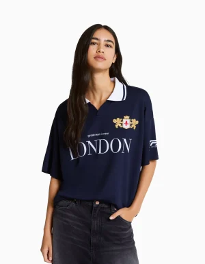 Camiseta manga corta cuello polo fútbol-BERSHKA Clearance