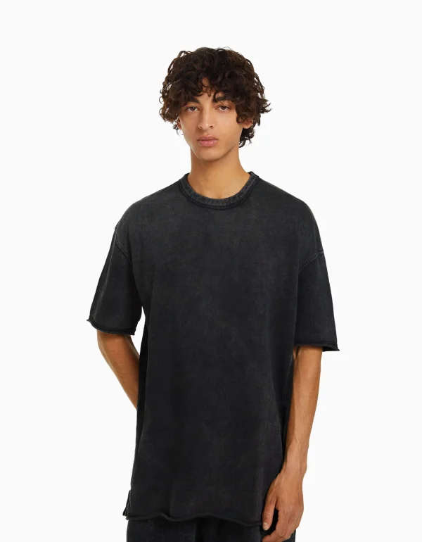 Camiseta manga corta efecto lavado-BERSHKA Store