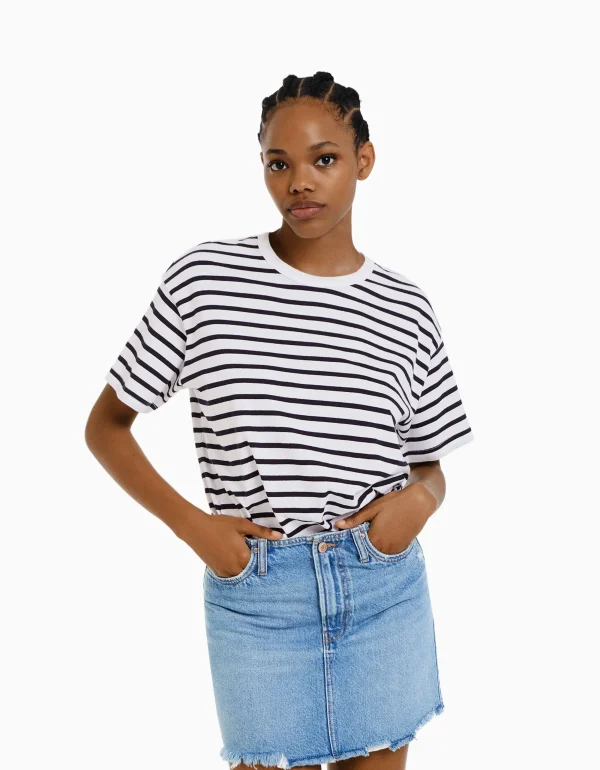 Camiseta manga corta oversize-BERSHKA Sale