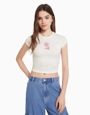 Camiseta manga corta print-BERSHKA Hot