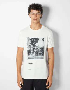 Camiseta manga corta print fotográfico-BERSHKA Store