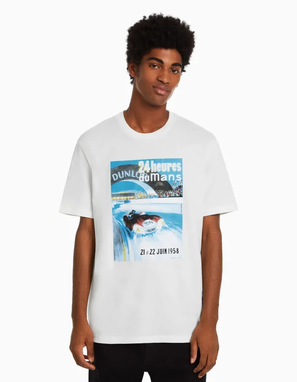Camiseta manga corta regular fit 24h LE MANS-BERSHKA Store