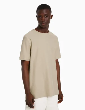 Camiseta manga corta textura-BERSHKA Discount