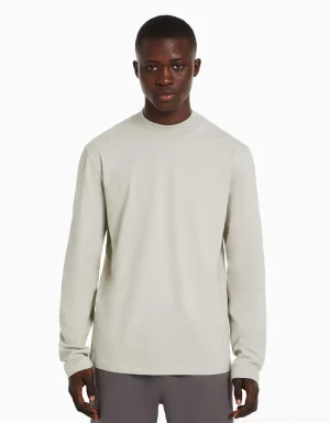 Camiseta manga larga cuello perkins-BERSHKA Flash Sale