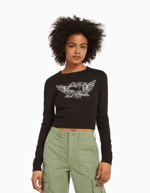 Camiseta manga larga print-BERSHKA Best