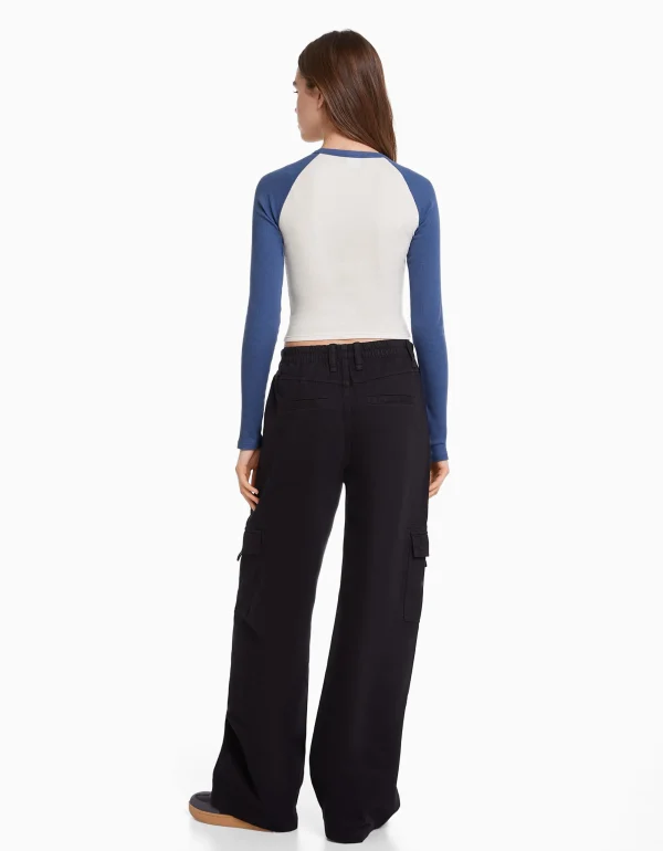 Camiseta manga larga ranglan-BERSHKA Online