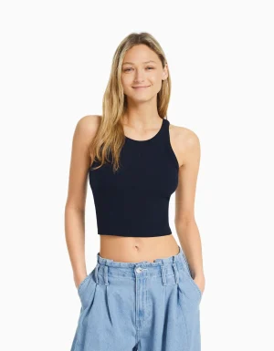 Camiseta sin mangas rib-BERSHKA New