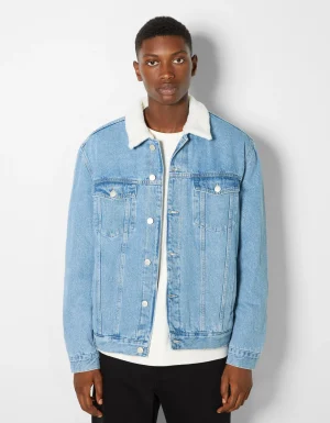 Cazadora denim forro borreguillo-BERSHKA Best