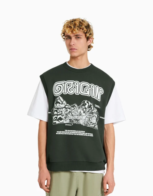 Chaleco felpa print-BERSHKA Discount