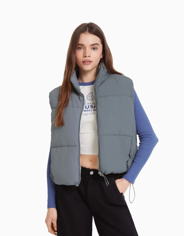 Chaleco puffy efecto nylon forro-BERSHKA Discount
