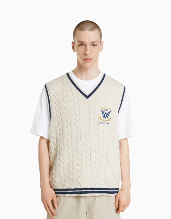 Chaleco punto bordado-BERSHKA Hot