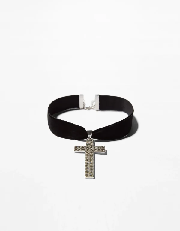 Collar choker cruz pedrería-BERSHKA Best Sale