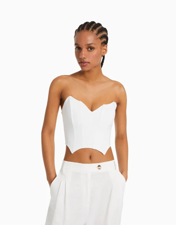 Corsé cropped escote picos-BERSHKA Fashion