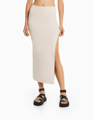 Falda larga algodón-BERSHKA Online