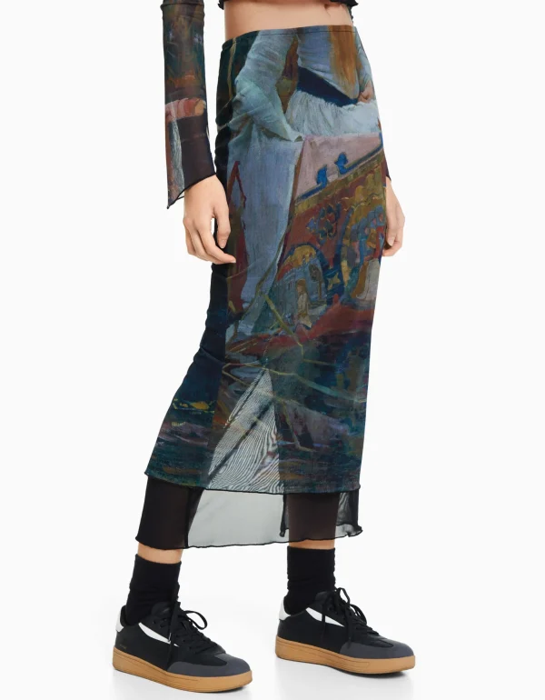 Falda midi tul Art Series-BERSHKA Best Sale