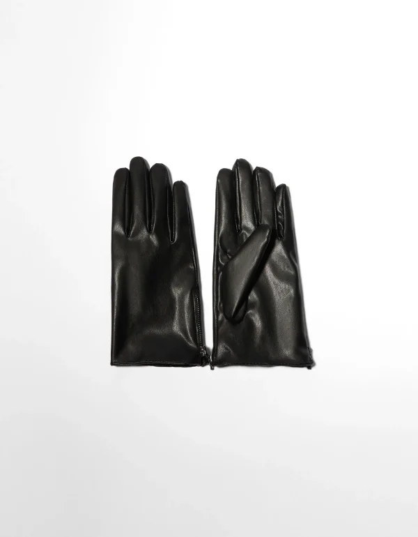 Guantes cremallera efecto piel-BERSHKA Cheap