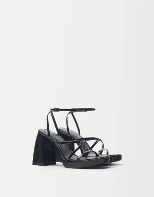 High-heel platform sandals-BERSHKA Store