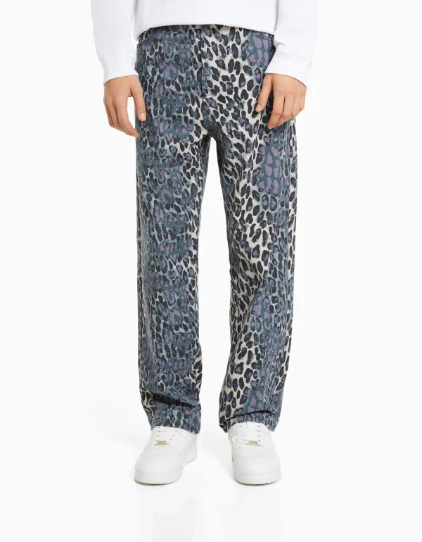 Jeans baggy animal print-BERSHKA Online