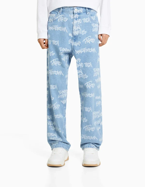 Jeans baggy print-BERSHKA Sale