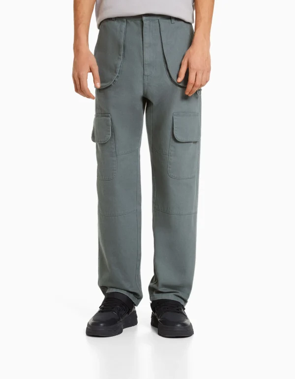 Jeans cargo multipocket-BERSHKA New