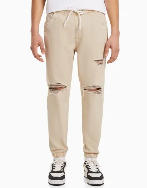Jeans jogger color rotos-BERSHKA Sale