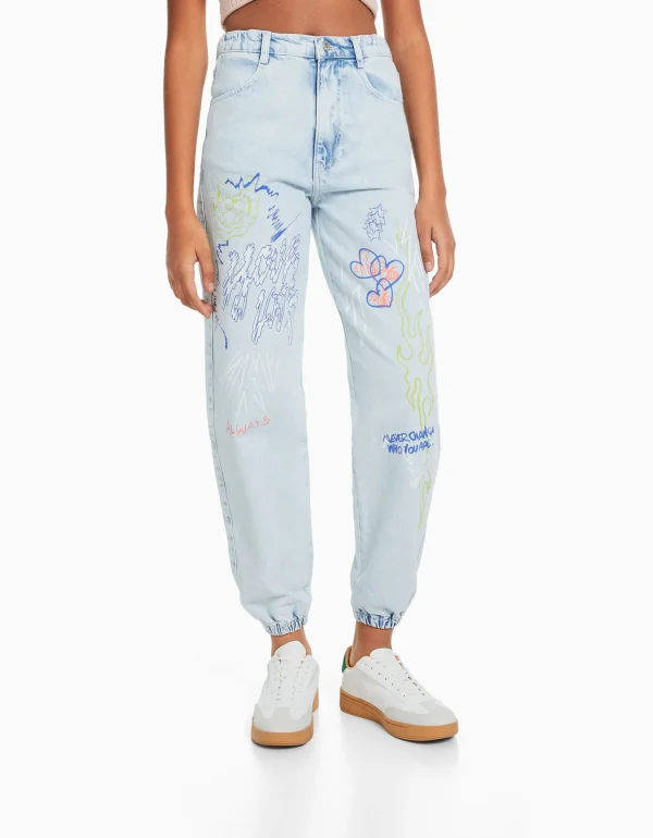 Jeans jogger grafiti-BERSHKA Discount