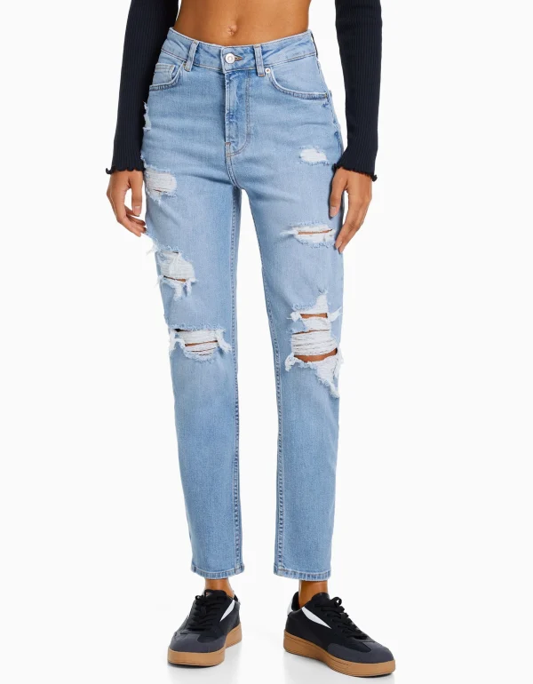 Jeans mom confort rotos-BERSHKA Clearance