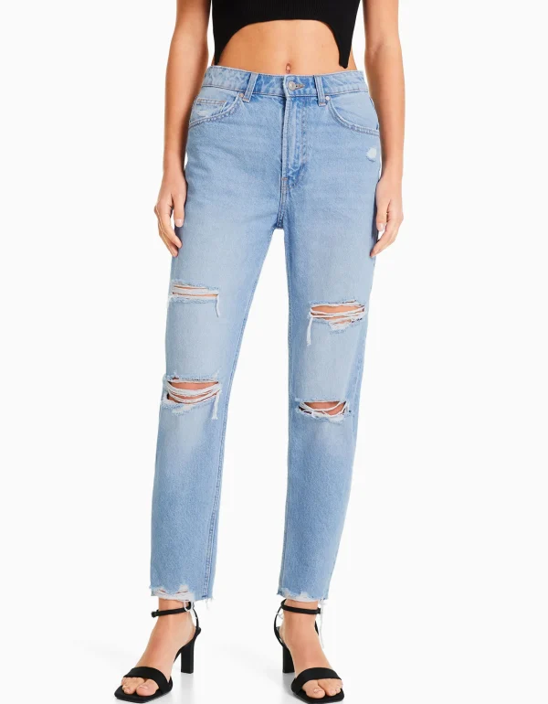 Jeans mom rotos-BERSHKA Store