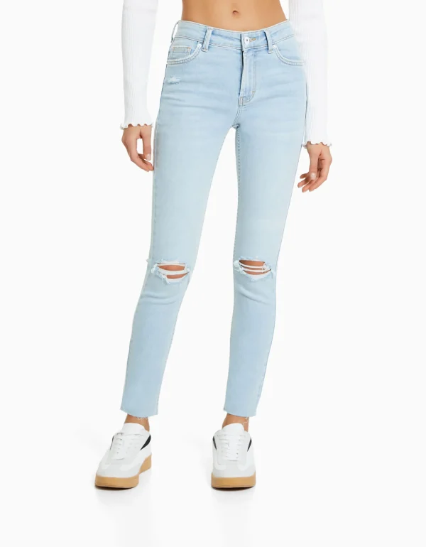 Jeans skinny vintage tiro bajo-BERSHKA New