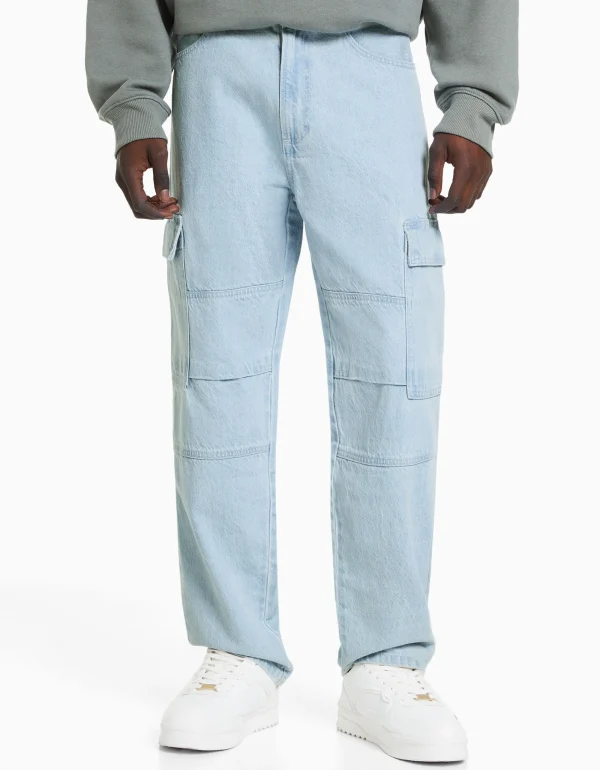 Jeans wide cargo-BERSHKA Cheap