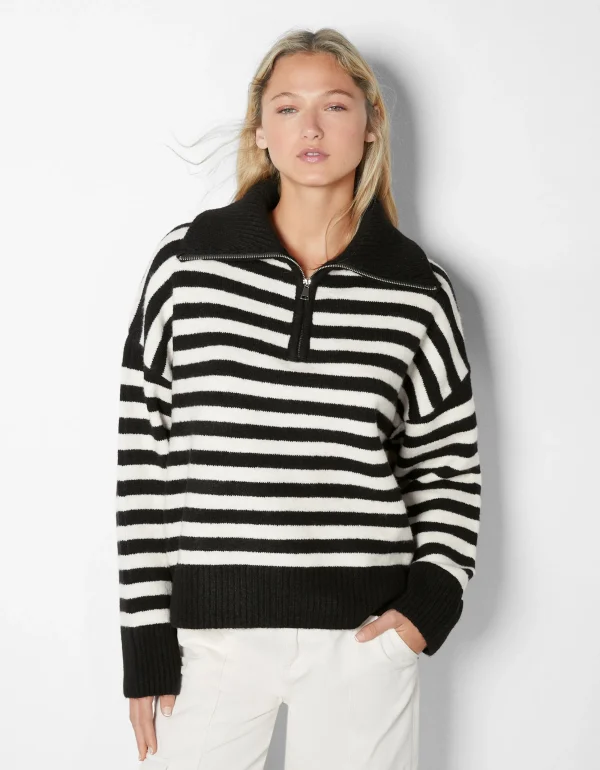 Jersey cuello alto cremallera-BERSHKA Best
