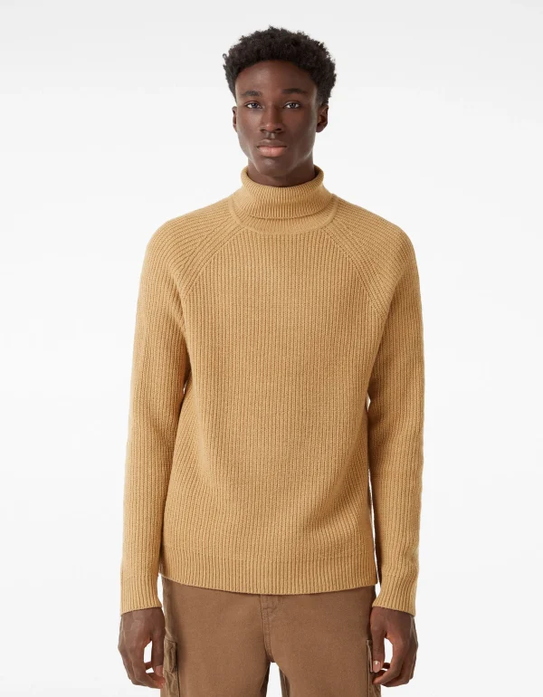 Jersey cuello alto grueso-BERSHKA Sale