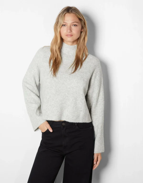 Jersey cuello perkins rib-BERSHKA Clearance