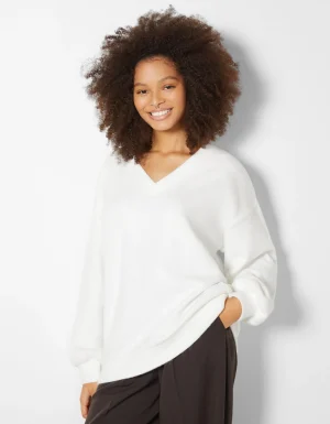 Jersey cuello pico-BERSHKA Cheap