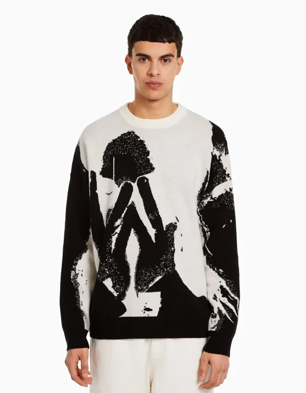 Jersey intarsia-BERSHKA Outlet