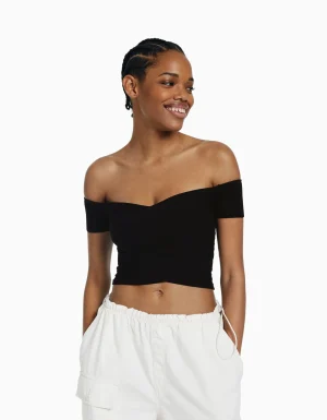 Jersey manga corta cruce-BERSHKA New