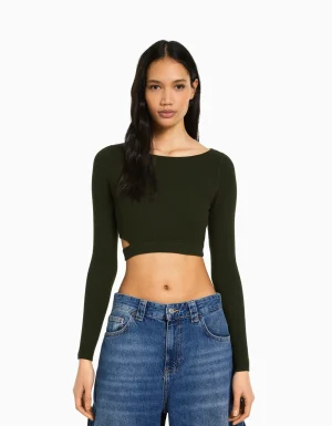 Jersey rib cut out-BERSHKA Store